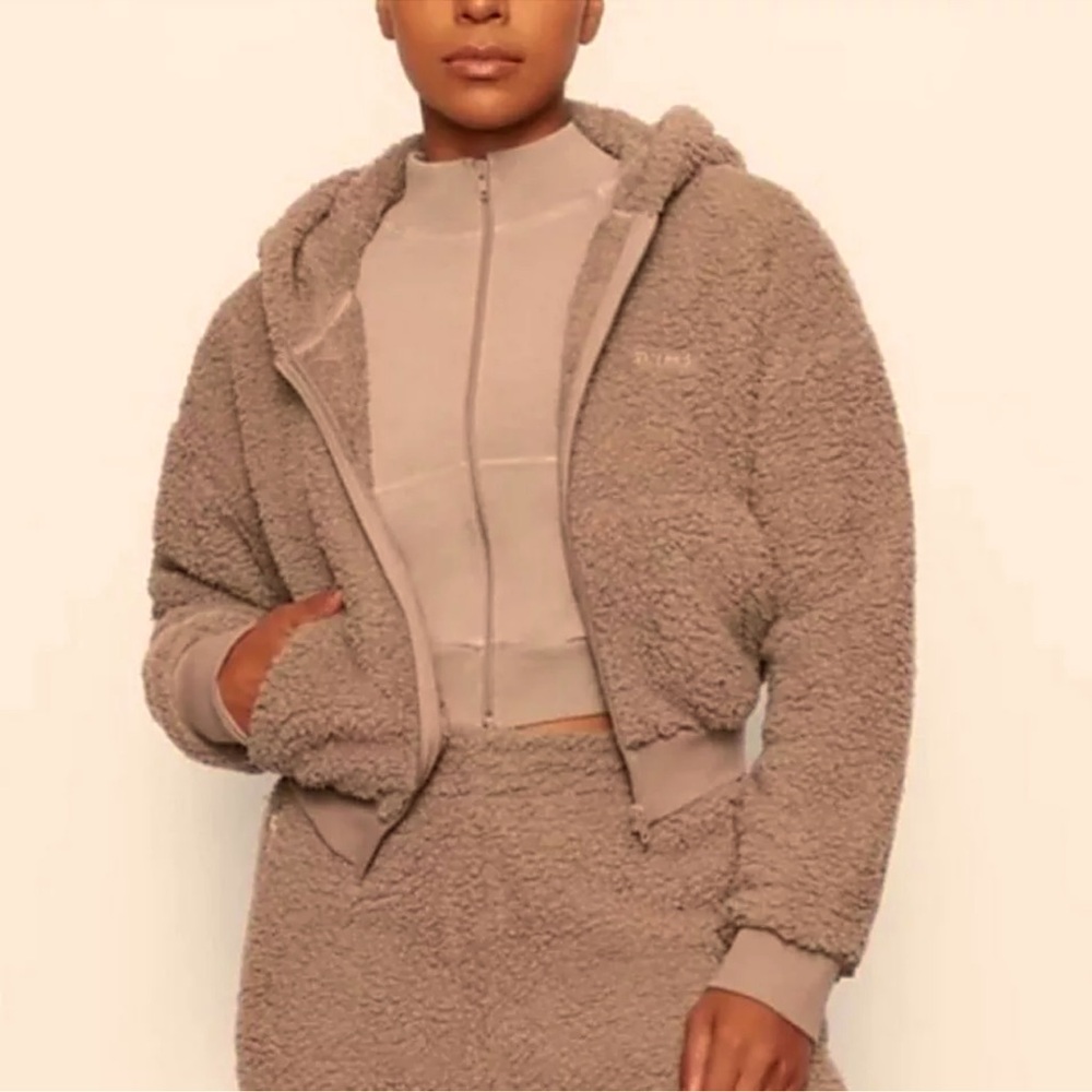 SKIMS Teddy Bear Zip Up Hoodie 3X Desert color